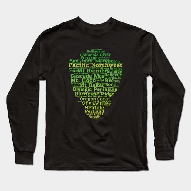 Pacific Northwest Word List Cloud Long Sleeve T-Shirt by Pine Hill Goods